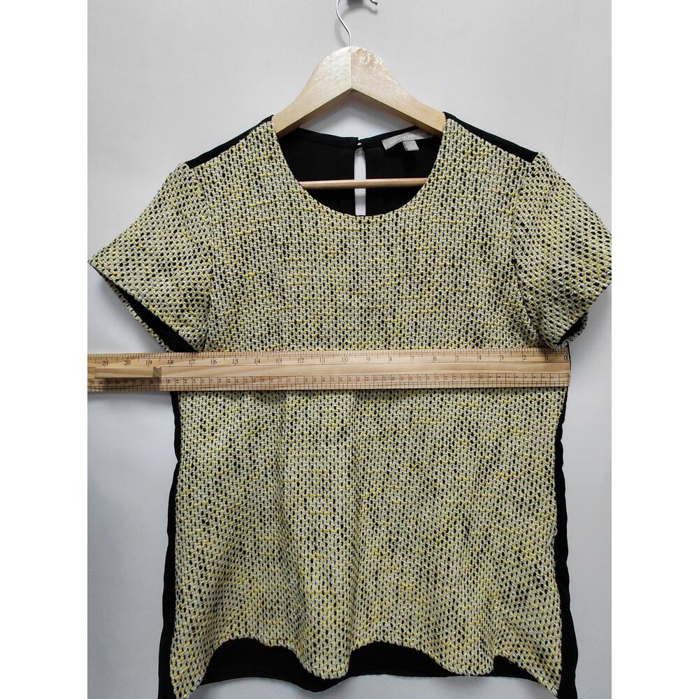 BANANA REPUBLIC Yellow Abstract Lightweight Blouse Women Short Sleeve Size M - Picture 6 of 10